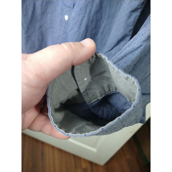 Michael Kors Men L Shirt Button Collared Long Sleeve Blue Collared Button Wrist - Picture 5 of 9